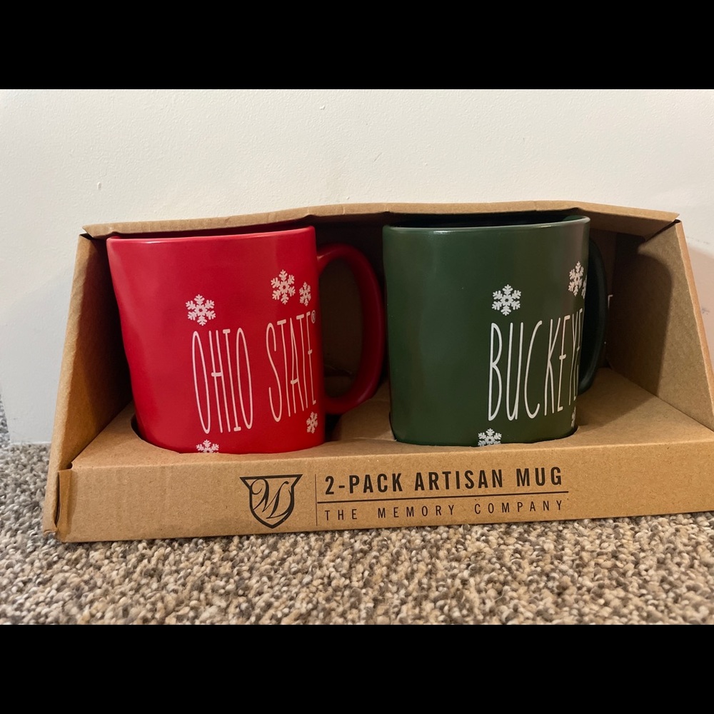 2-Pack Ohio State & Buckeyes Artisan Mug The Memory Company ~ BRAND NEW IN BOX ~